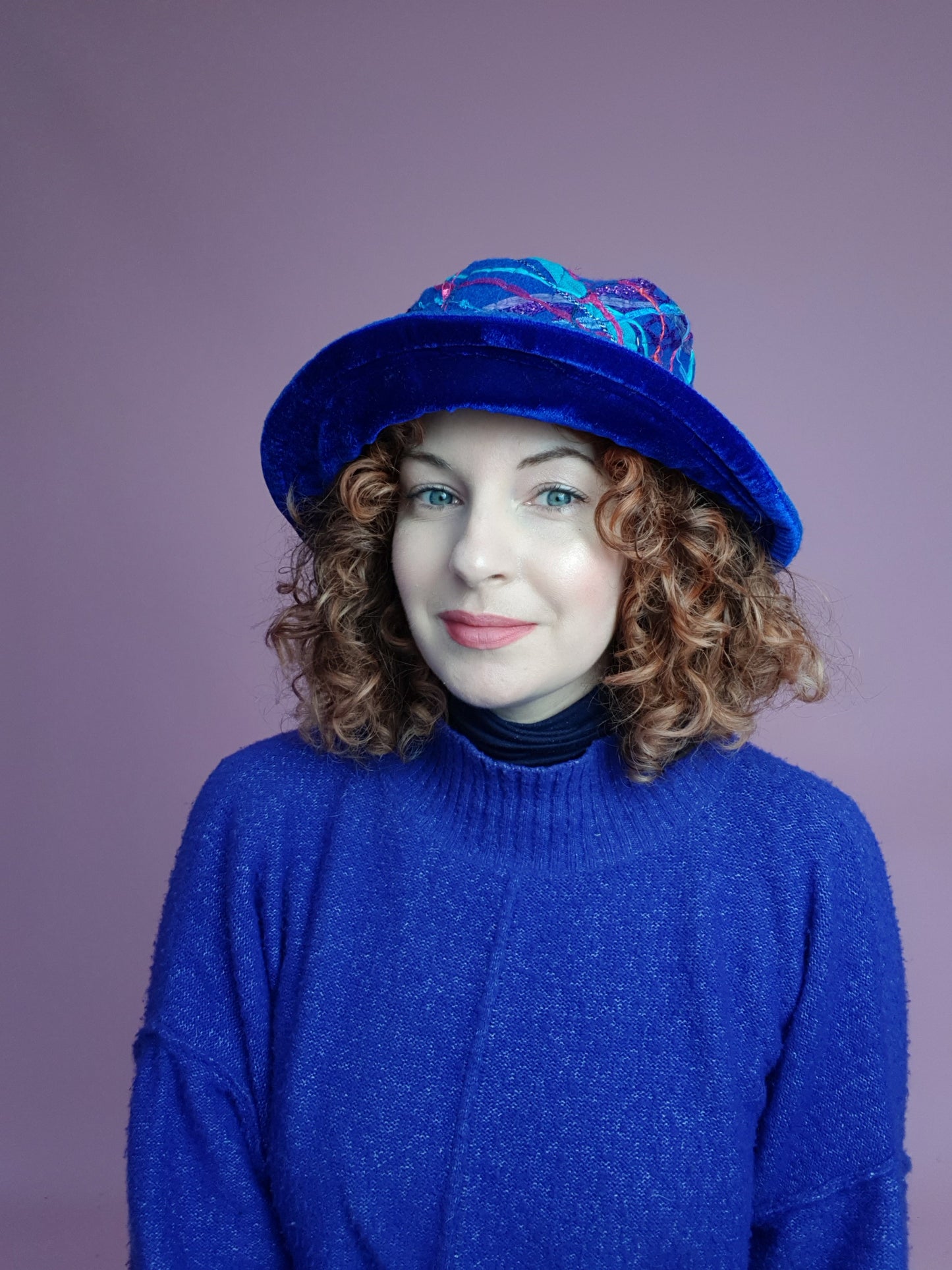 SALE Boiled Wool Brimmed Hat in Royal Blue