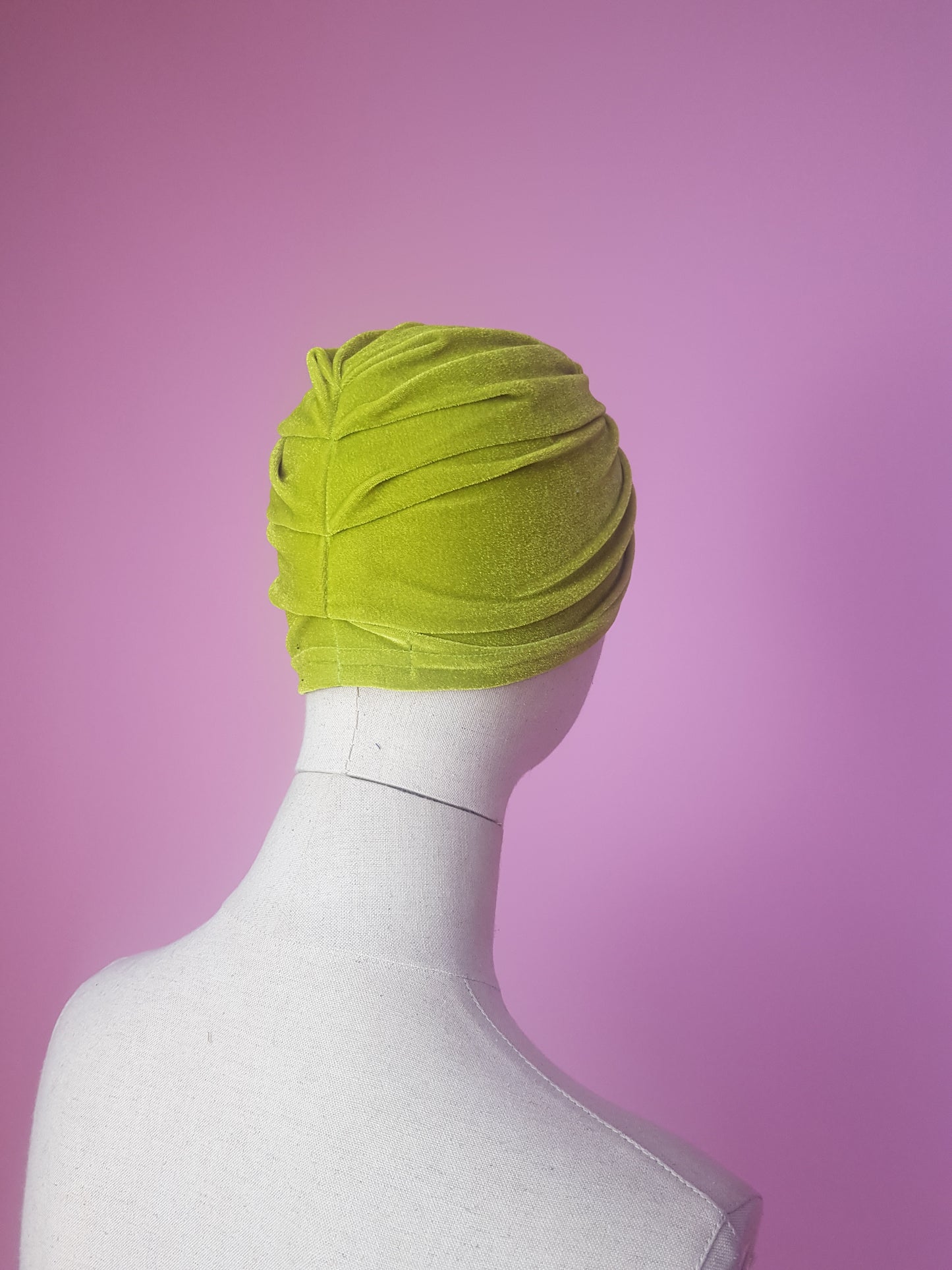 Embellished Velvet Turban in Lime Green