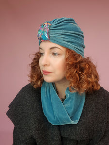 Embellished Velvet Turban in Sage