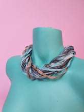 Load image into Gallery viewer, Silk Yarn Necklace in Aqua &amp; Beige