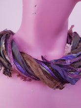 Load image into Gallery viewer, Silk Yarn Necklace in Brown and Plum