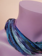 Load image into Gallery viewer, Silk Yarn Necklace in Blue Multi
