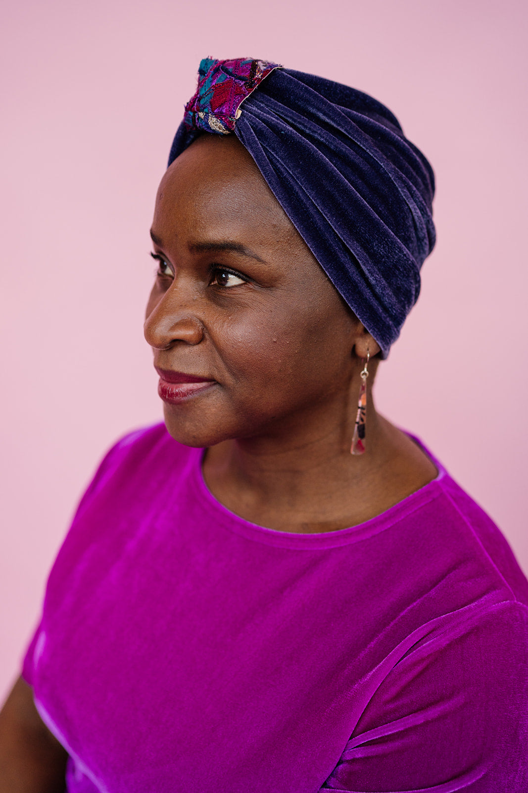 Embellished Velvet Turban in Lavender Grey