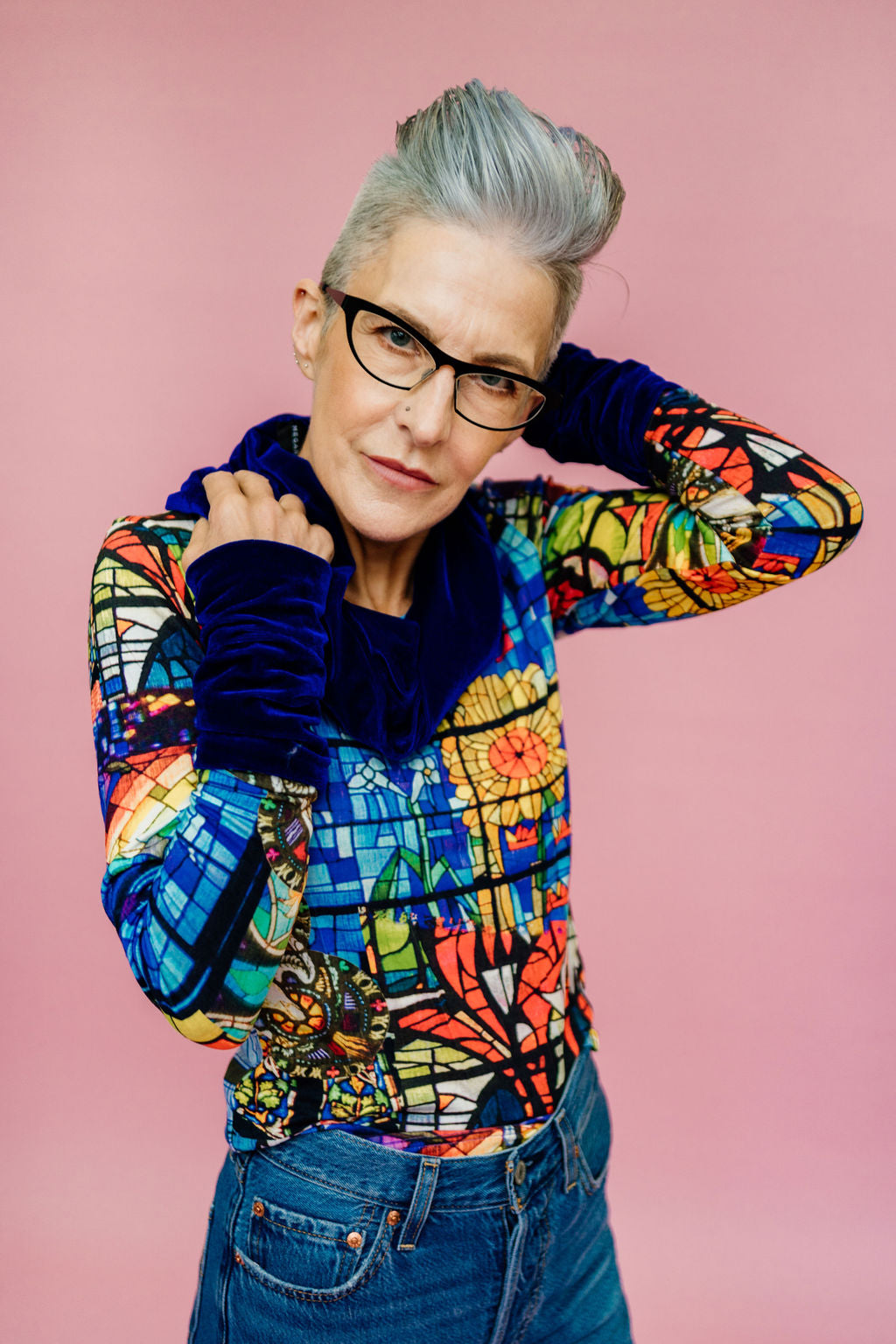 Velvet Cowl and Wrist Warmers Set in Royal Blue - Megan Crook