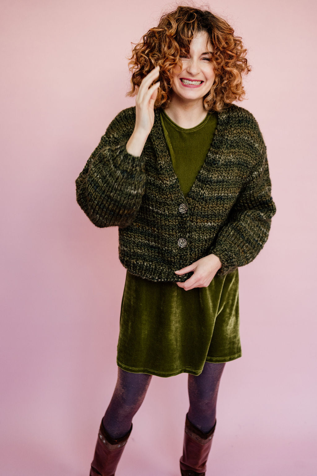 Velvet Swing Dress in Olive + 1 Colour - Megan Crook