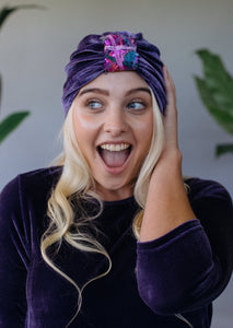 Embellished Velvet Turban in Lavender Grey - Accessories - Megan Crook