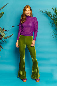 Velvet Flares in Green - Trouser - Megan Crook