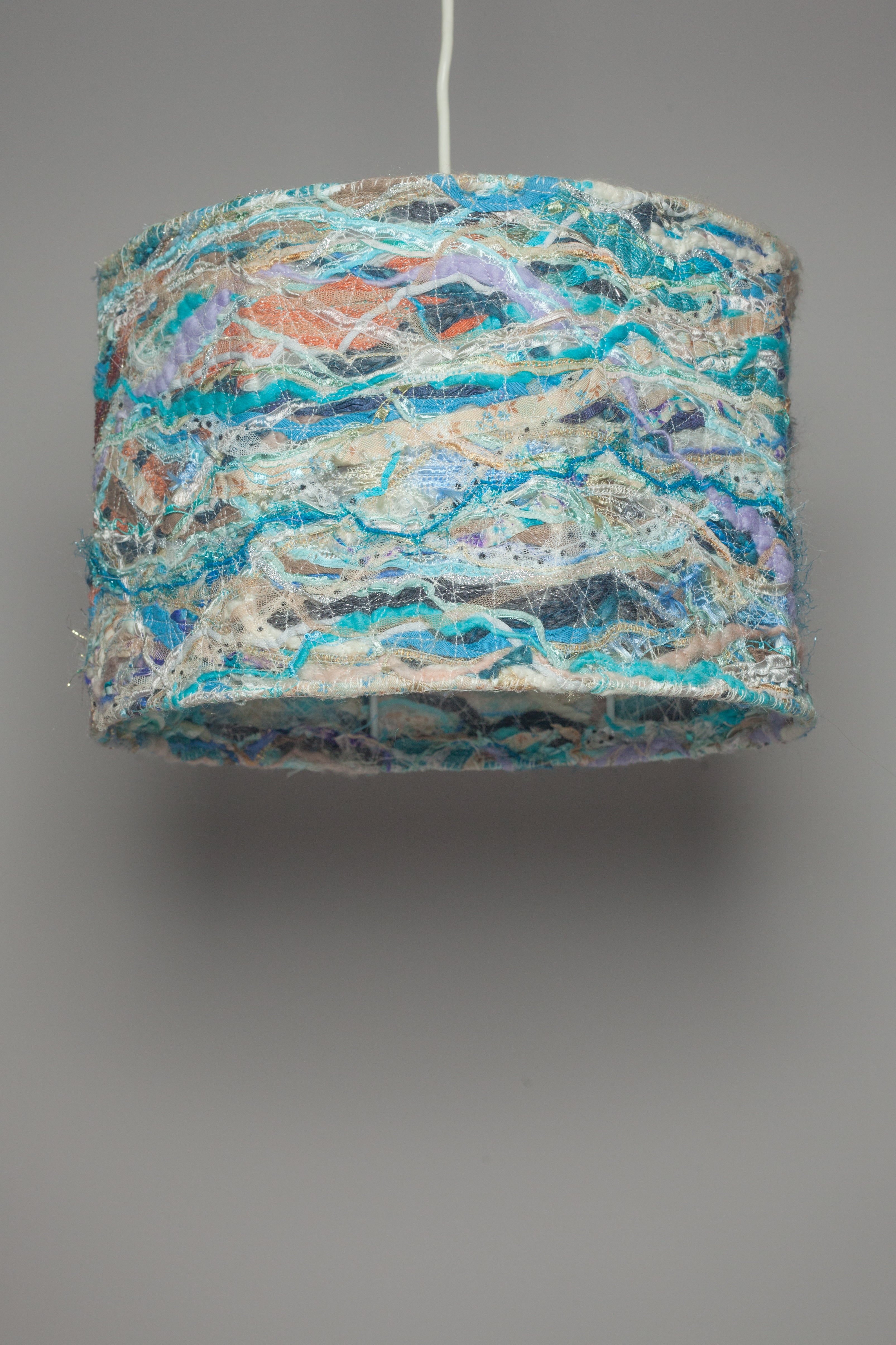 Medium Embellished Lampshade in Beach Blue - - Megan Crook