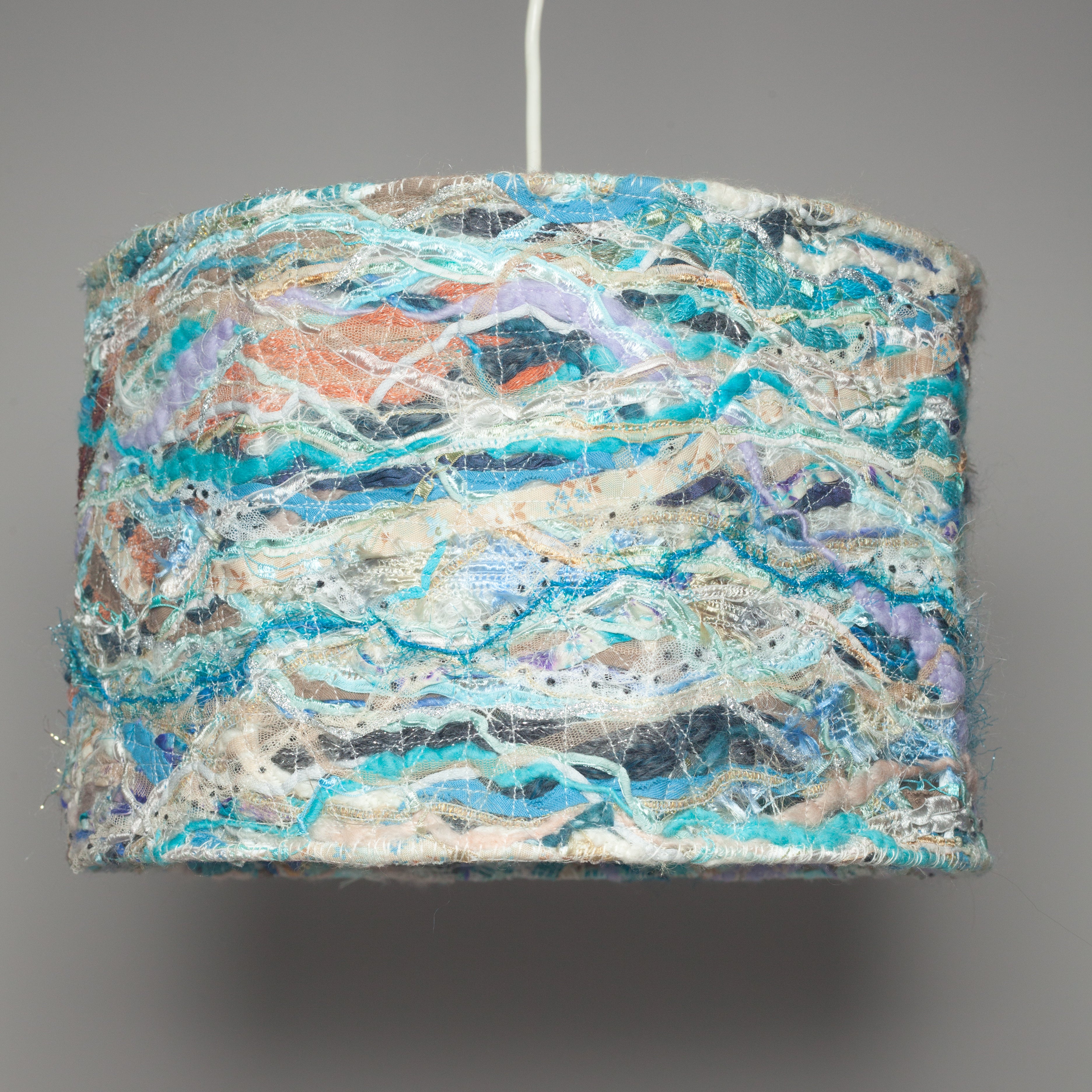 Medium Embellished Lampshade in Beach Blue - - Megan Crook