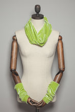 Load image into Gallery viewer, Velvet Cowl and Wrist Warmers Set in Lime - Accessories - Megan Crook