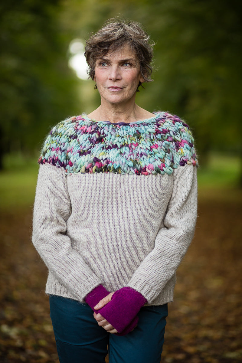 * Hand Knit Jumper in Cream Alpaca and Merino Wool