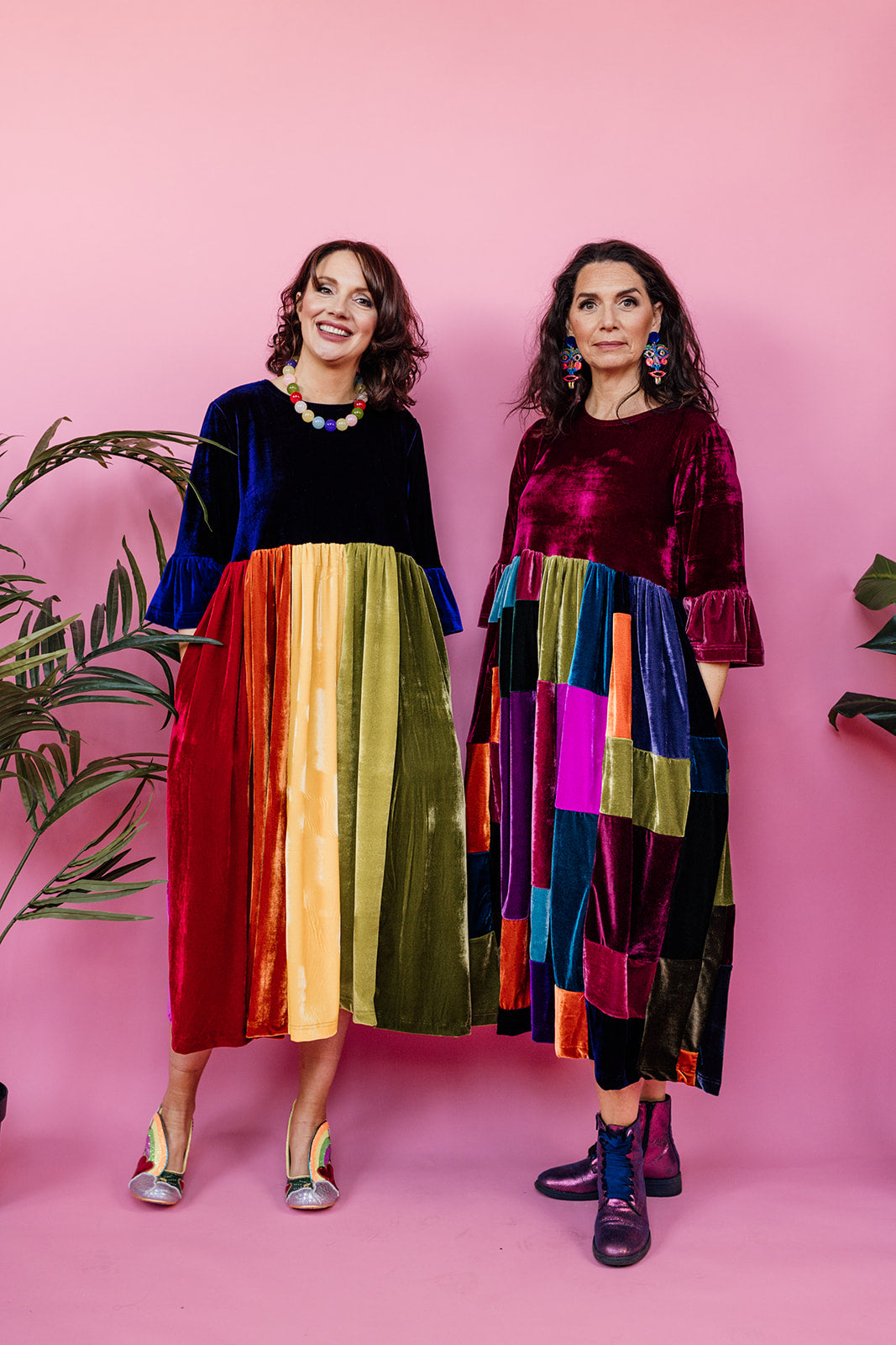 Patchwork Velvet Ruffle Smock Dress - Megan Crook