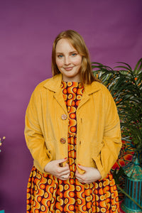 Corduroy Cropped Chore Jacket in Yellow