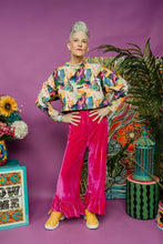 Load image into Gallery viewer, Velvet Ruffle Culottes in Bright Pink