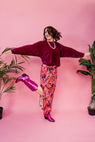 Velvet Batwing Top in Cerise - Megan Crook