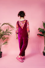 Load image into Gallery viewer, *Pre Order* Velvet Dungaree Jumpsuit in Cerise