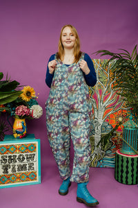 Liberty Towelling Dungarees in Tie Dye Print