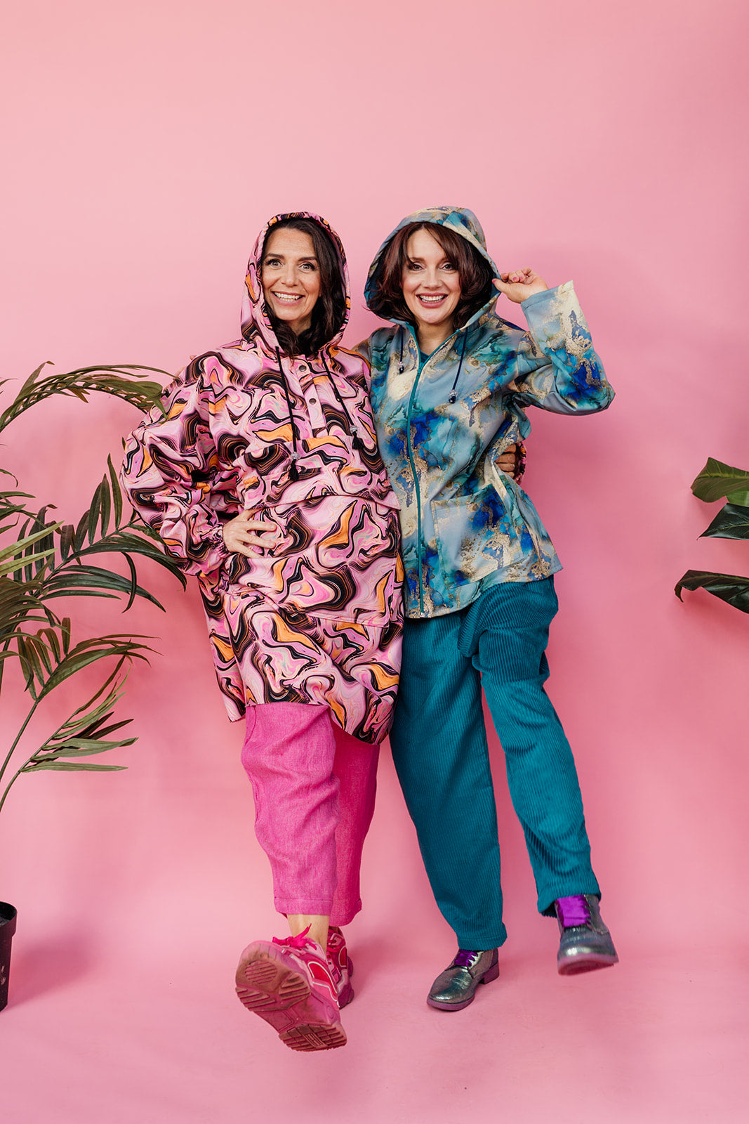 Rain Coat in Blue and Gold Watercolour - Megan Crook