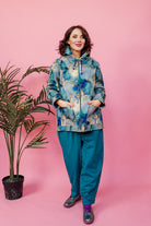 Rain Coat in Blue and Gold Watercolour - Megan Crook