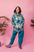 Rain Coat in Blue and Gold Watercolour - Megan Crook