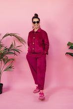 Load image into Gallery viewer, Corduroy Cropped Chore Jacket in Burgundy