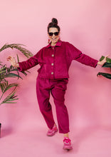Load image into Gallery viewer, Corduroy Cropped Chore Jacket in Burgundy