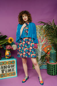 Liberty Retro Twiggy Dress in Turquoise Floral