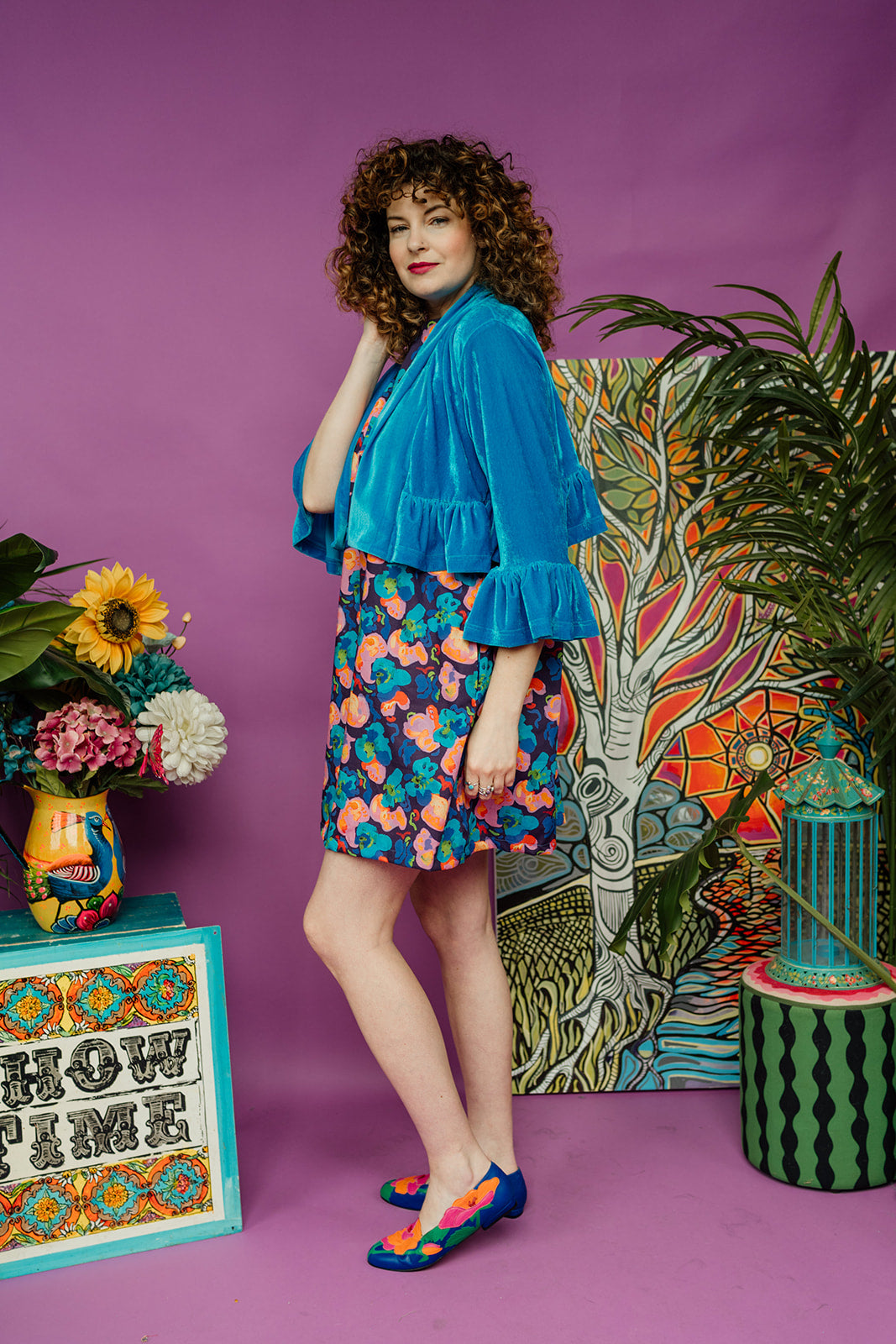 Liberty Retro Twiggy Dress in Turquoise Floral