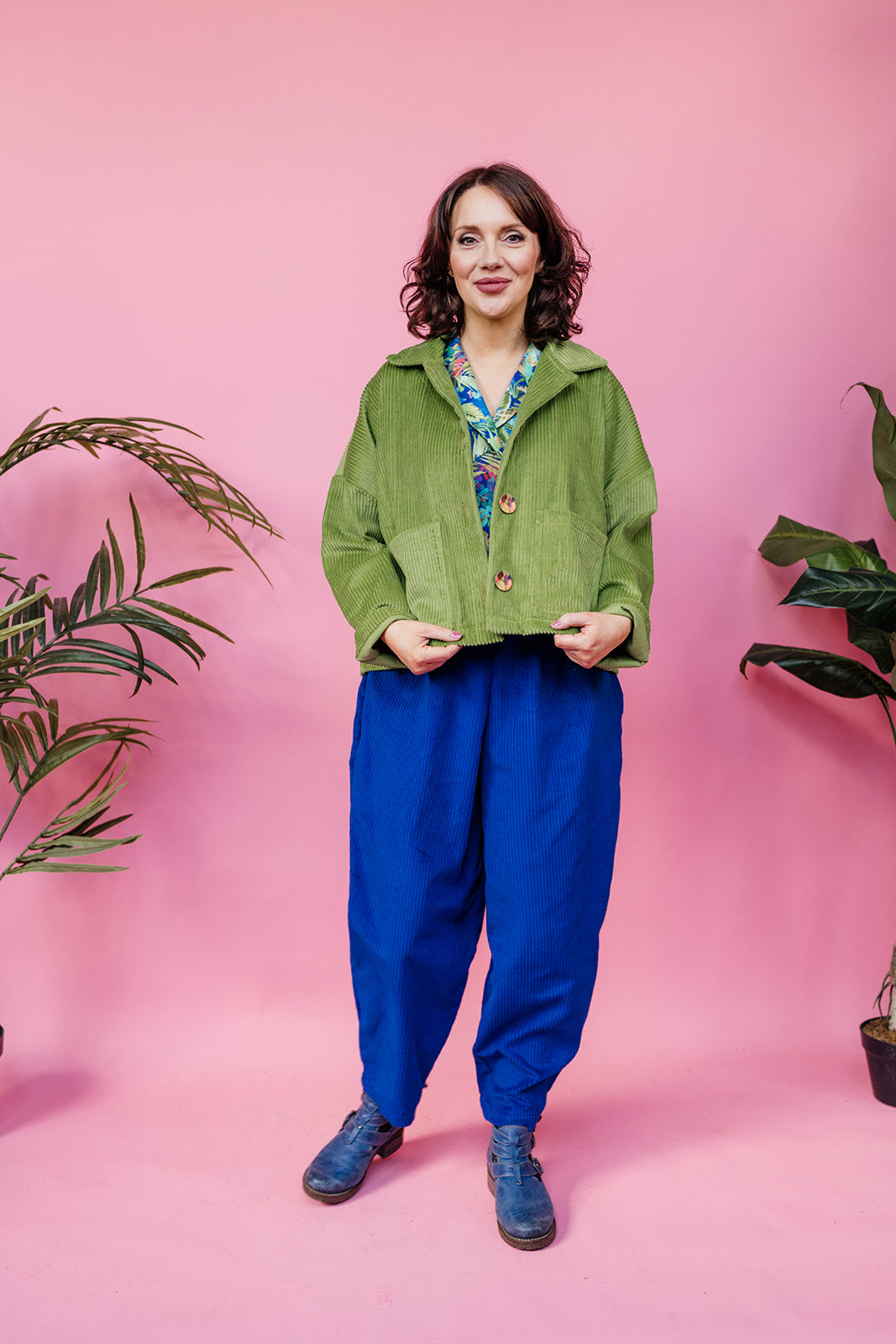 Corduroy Cropped Chore Jacket in Apple Green