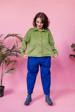 Load image into Gallery viewer, Corduroy Cropped Chore Jacket in Apple Green