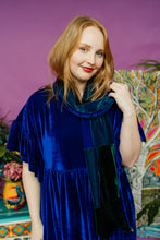 Load image into Gallery viewer, Patchwork Velvet Scarf in Blue/Teal