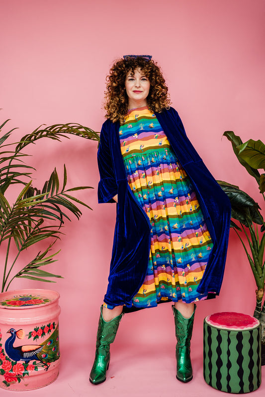 Smock Dress in Rainbow Skaters