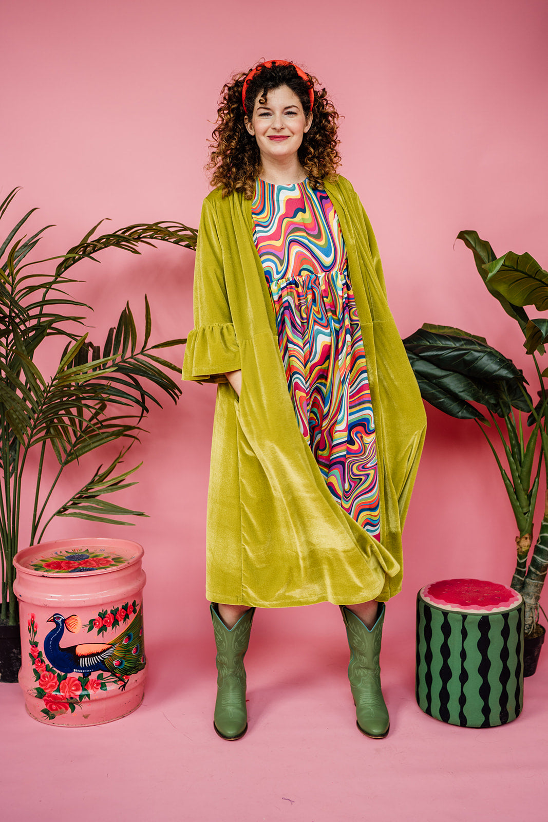 Smock Dress in Rainbow Marble - Megan Crook