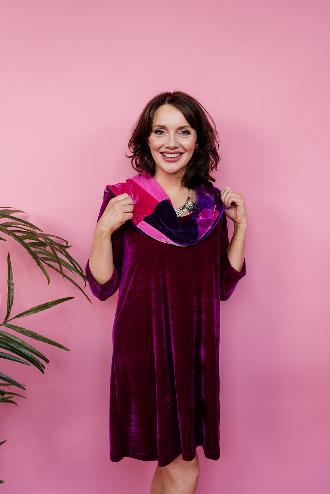 Velvet Swing Dress in Cerise