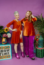 Load image into Gallery viewer, Velvet Swing Dress in Burnt Orange