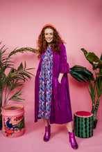 Load image into Gallery viewer, Velvet Ruffle Maxi Cardigan in Orchid
