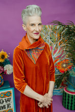 Load image into Gallery viewer, Velvet Swing Dress in Burnt Orange