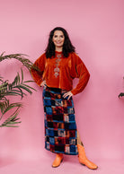 Velvet Batwing Top in Burnt Orange - Megan Crook