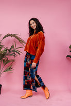 Velvet Batwing Top in Burnt Orange - Megan Crook
