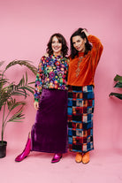 Maxi Velvet Side Split Skirt in Plum - Megan Crook