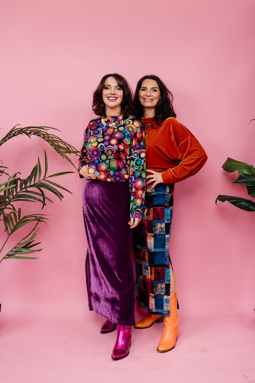 Maxi Velvet Side Split Skirt in Plum - Megan Crook