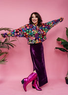 Maxi Velvet Side Split Skirt in Plum - Megan Crook