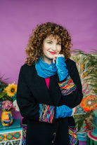 Velvet Wrist Warmers Set in Turquoise - Megan Crook