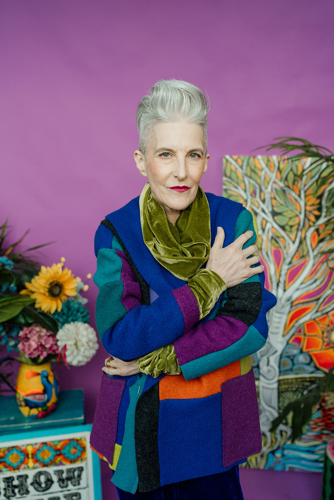 Velvet Cowl in Olive Green - Megan Crook