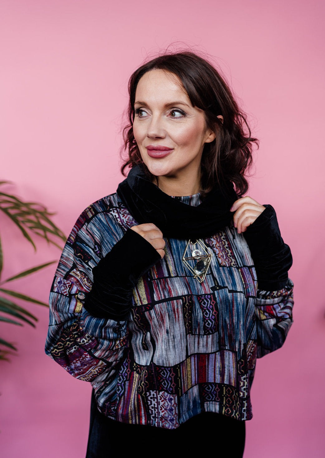 Velvet Cowl and Wrist Warmers Set in Black - Megan Crook