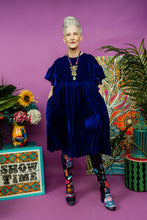 Load image into Gallery viewer, Velvet Summer Smock Dress in Royal Blue