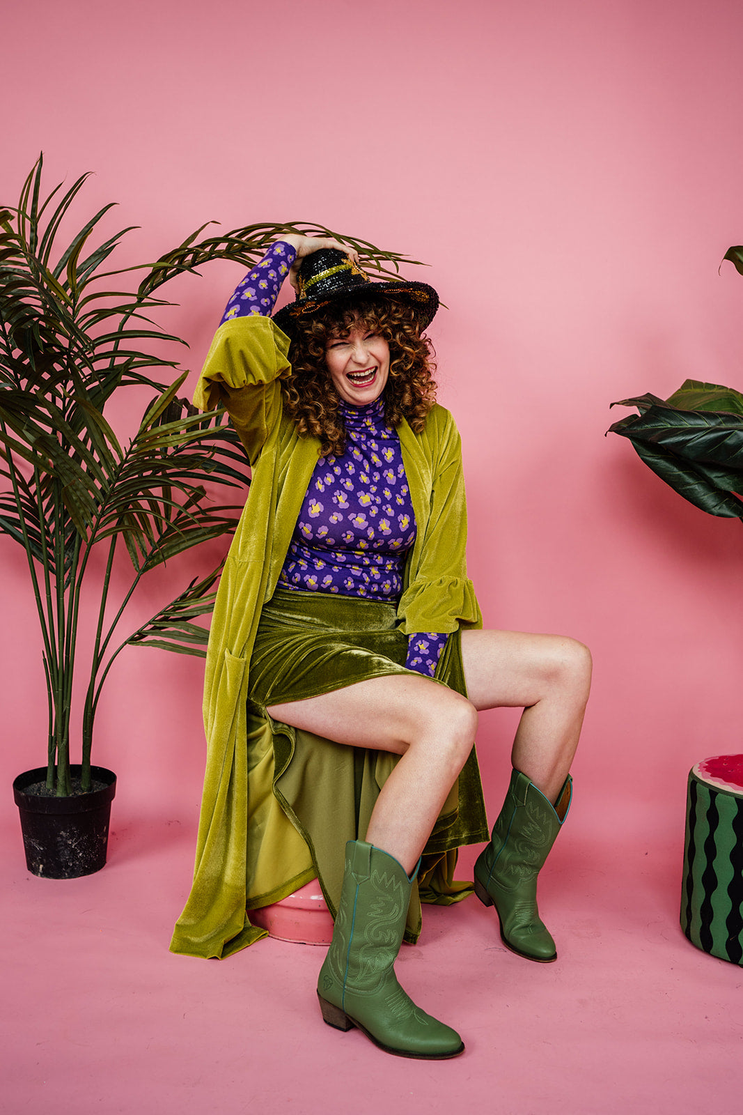 Long Sleeved Turtleneck in Purple Leopard - Megan Crook