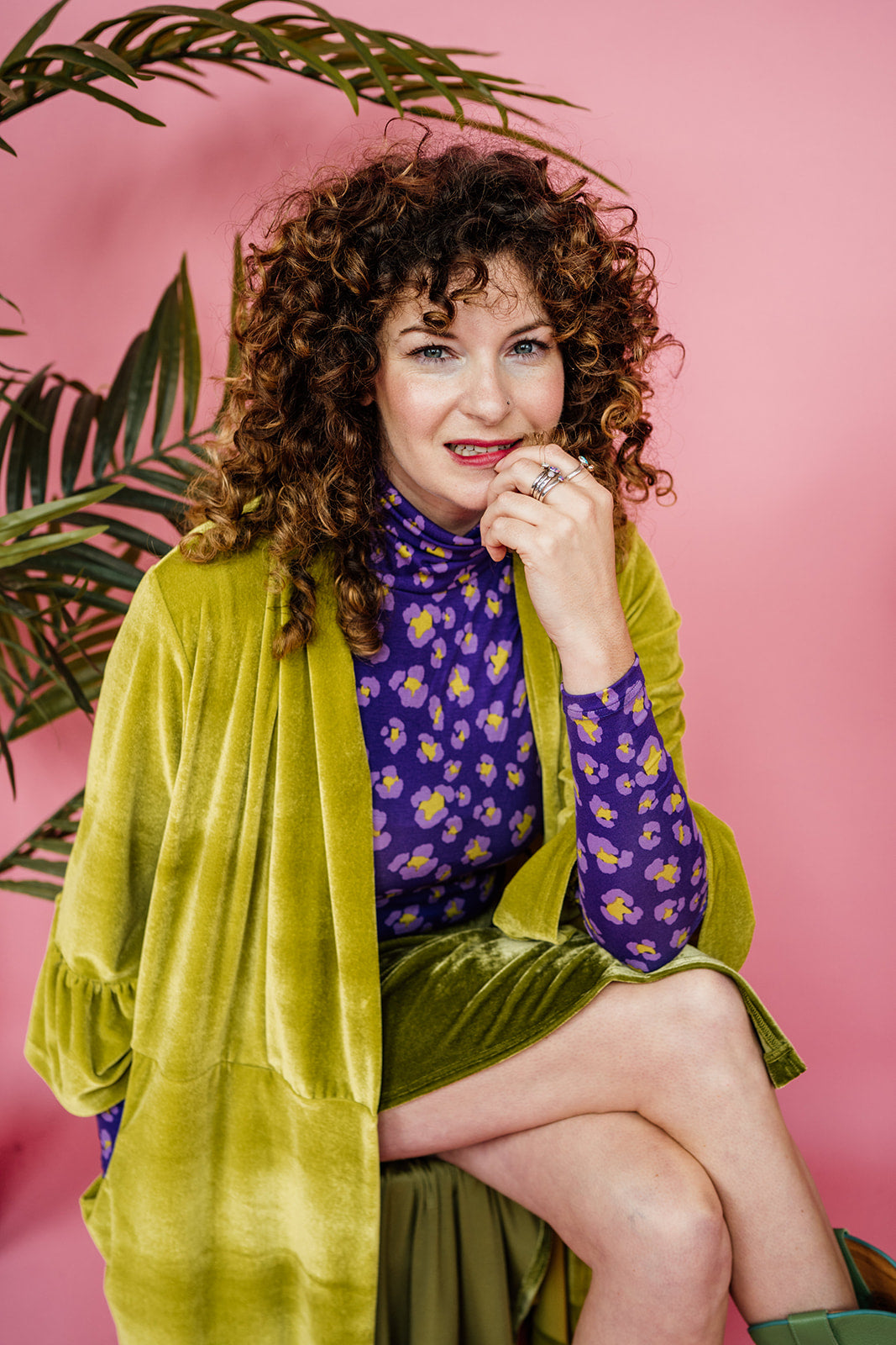 Long Sleeved Turtleneck in Purple Leopard - Megan Crook