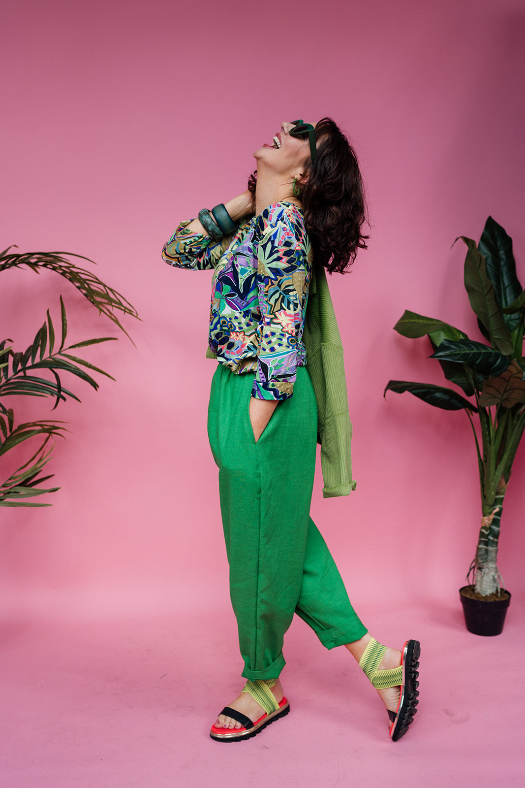 Tapered Trousers in Green Linen +4 colours - Megan Crook