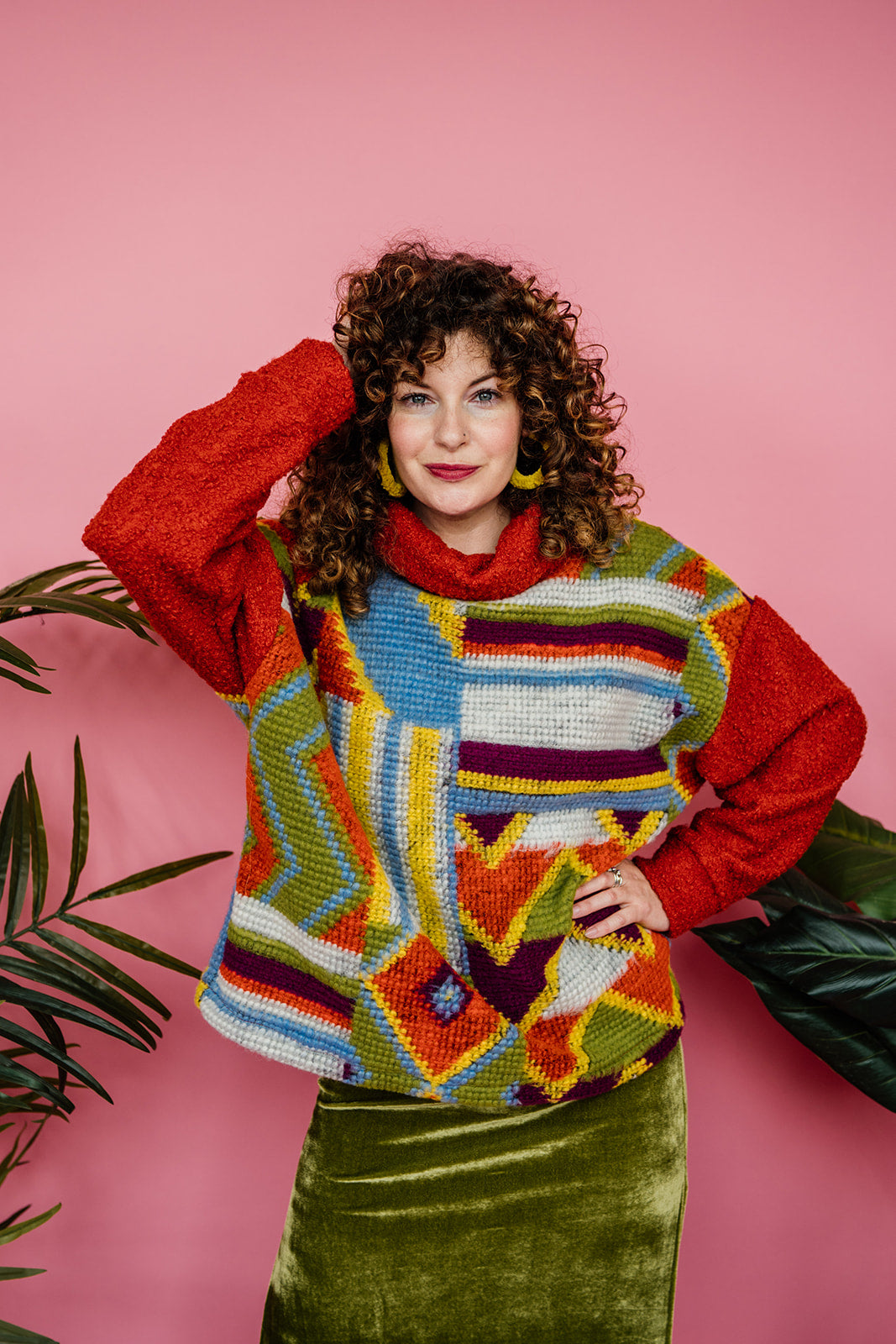 Knitted Colour Block Pullover in Pattern Clash - Megan Crook